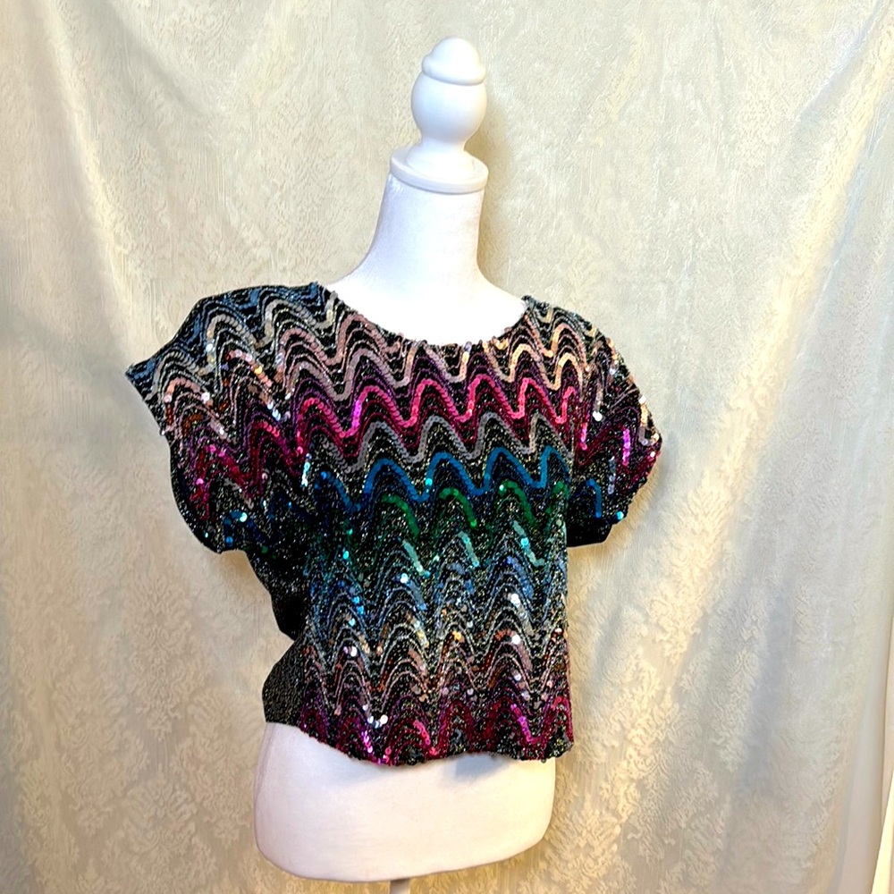 Vintage 80s City Limits Sequins Shirt Size Large